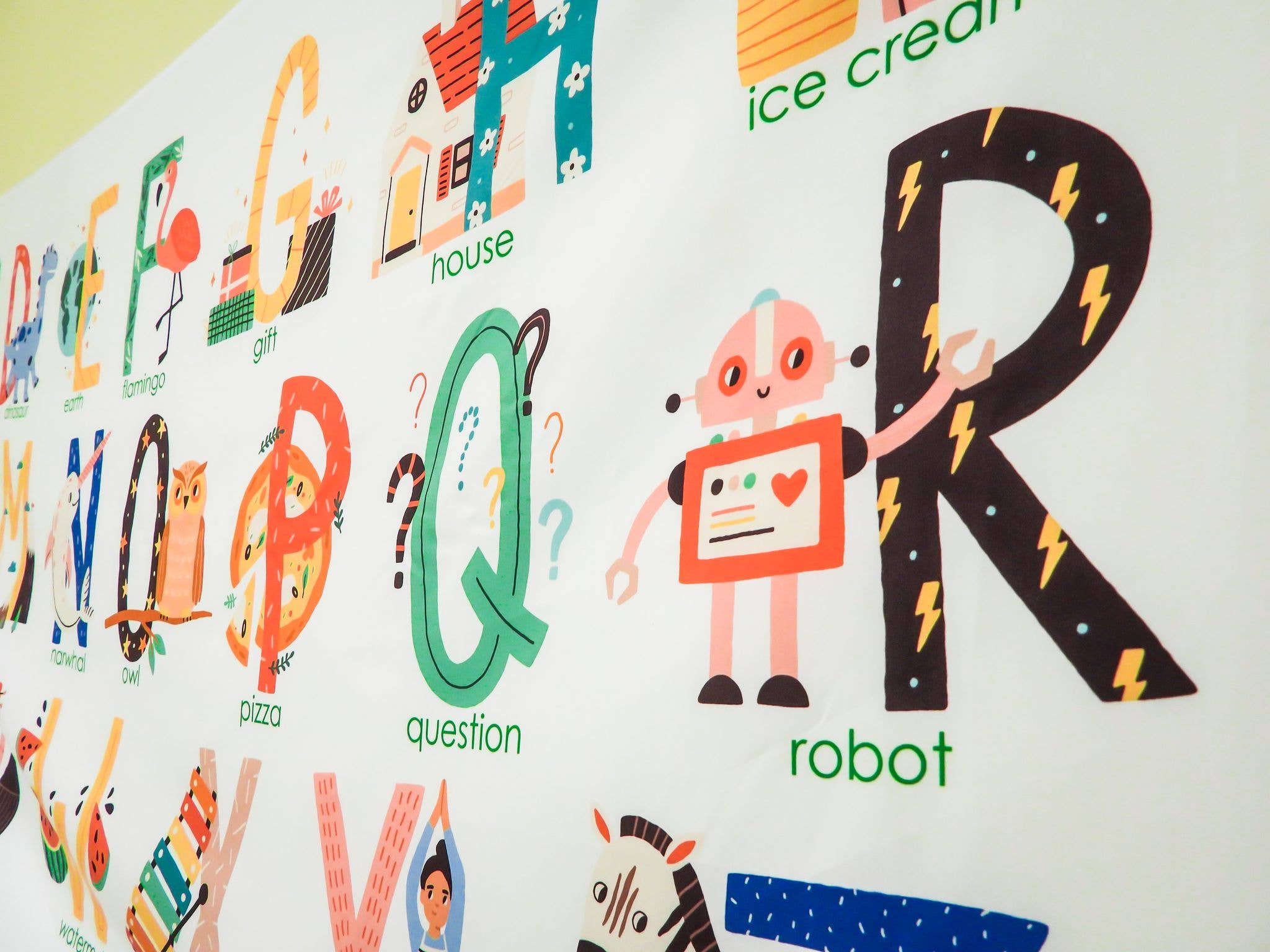 Birdy Boutique LLC. – Großhandel Wandteppich/-tuch – Alphabet Bilder Wandteppich – Pädagogische Kinder Wandkunst1