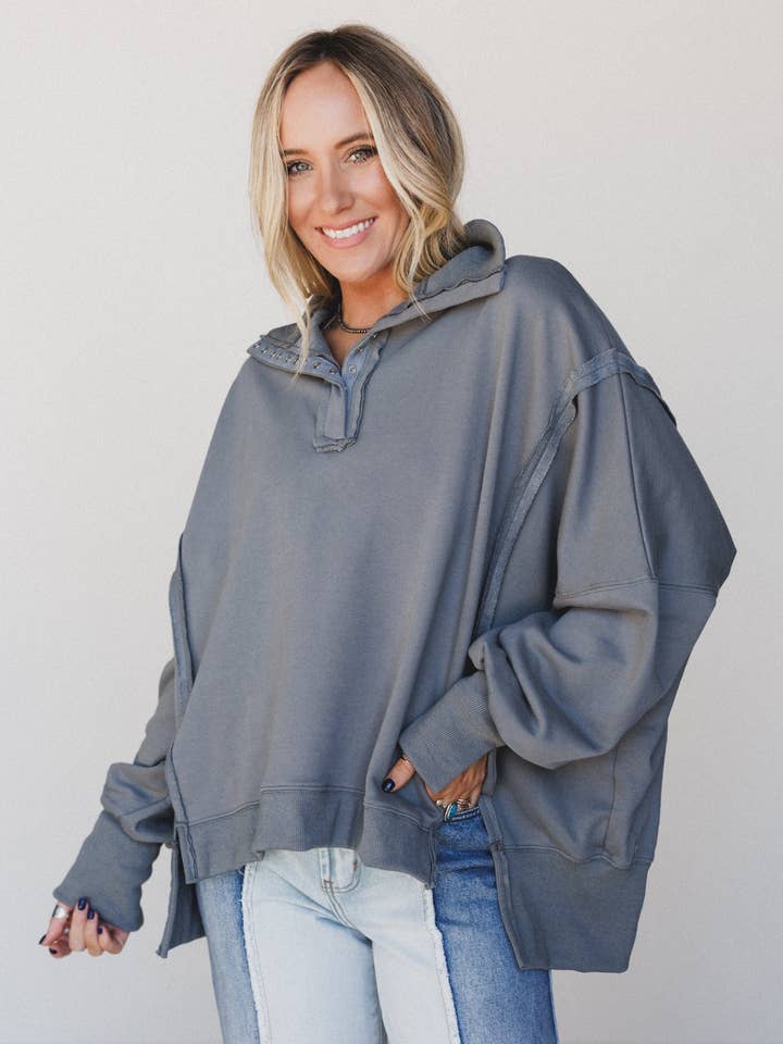 Stay Soft Top - Dark Grey for wholesale by Three Bird Nest