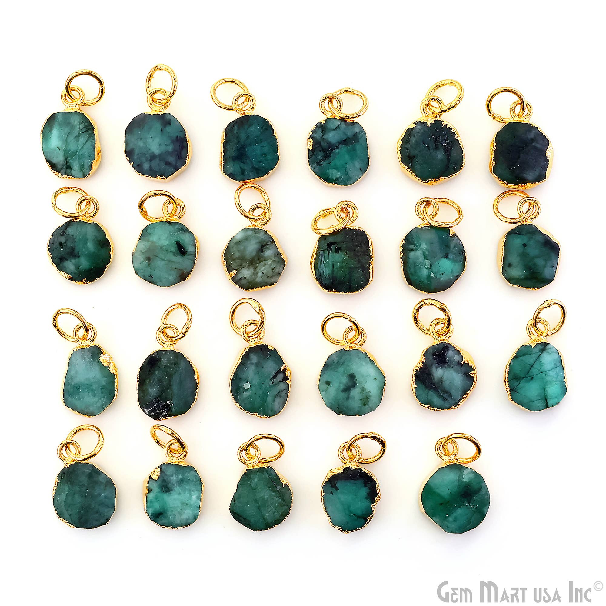 GemMartUSA - Wholesale Pendant/Charm Necklace - Rough Gemstone 16x10mm Gold Electroplated Single Bail Charm11