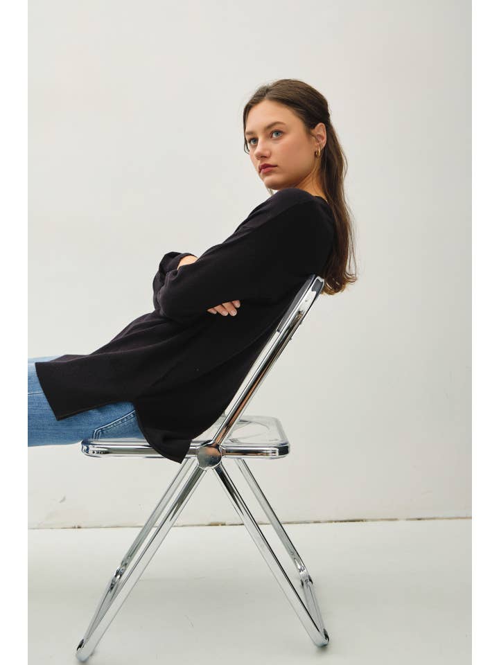 Be Cool - Wholesale Knit Sweater - Women's - OVERSIZED LONG SLEEVE SIDE SPLIT SWEATER
