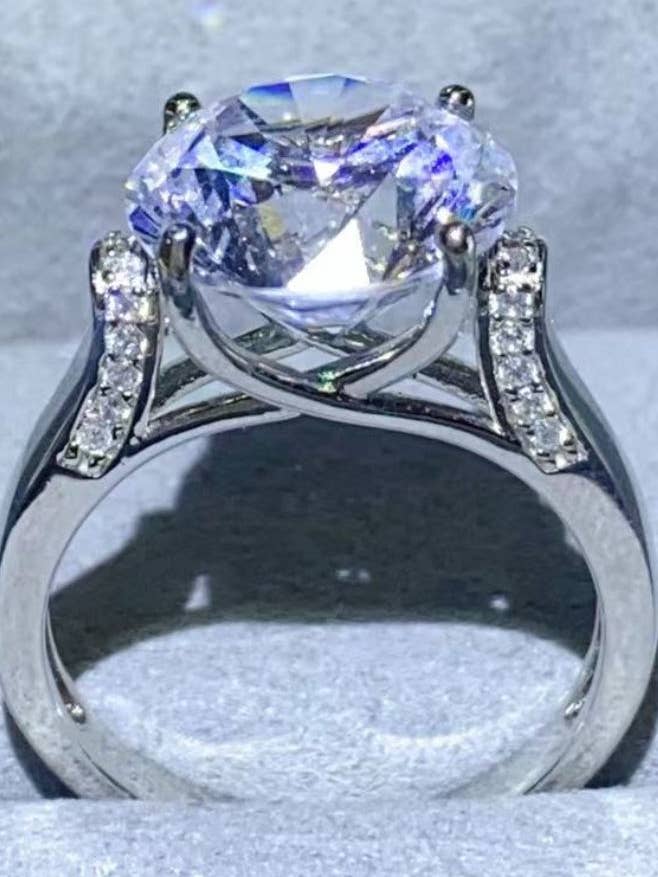 5 Carat Brilliant Round Cut Moissanite Platinum-Plated Ring for wholesale by Sparkala