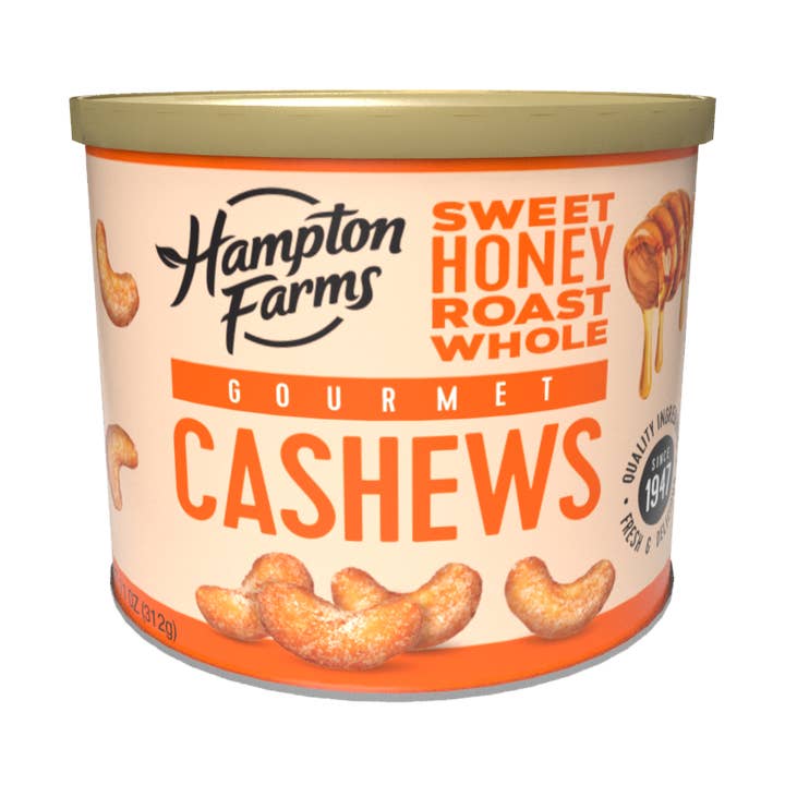 Sweet Honey Roast Whole Gourmet Cashews for wholesale by Hampton Farms