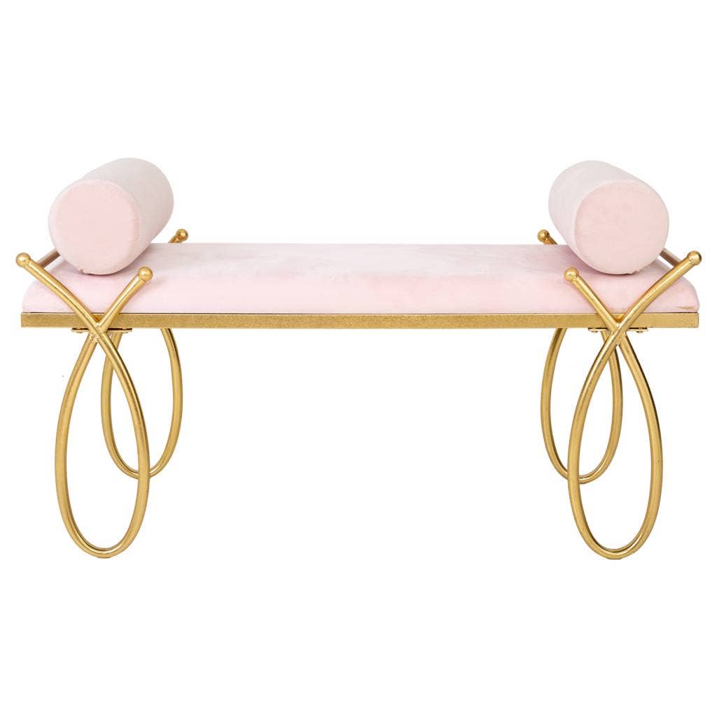 Creaciones Meng - Wholesale Bench - Pink velvet and gold metal bench kit2