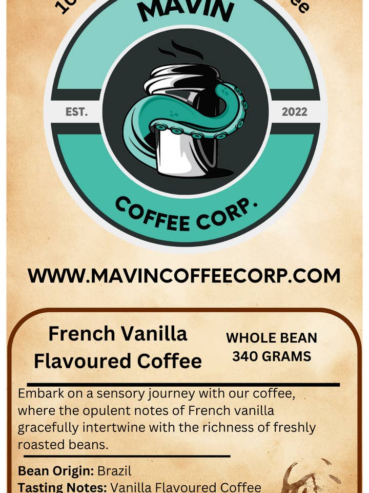 Koffie met Franse vanillesmaak - 340 gram voor wholesale door Coffin Creek Coffee