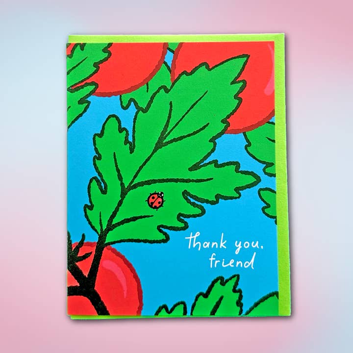 Tomato Friend Thank You Greeting Card for wholesale by Sidewalk Press