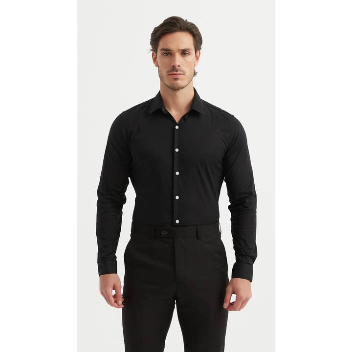 Stretch shirt - Black for wholesale by Yves Enzo