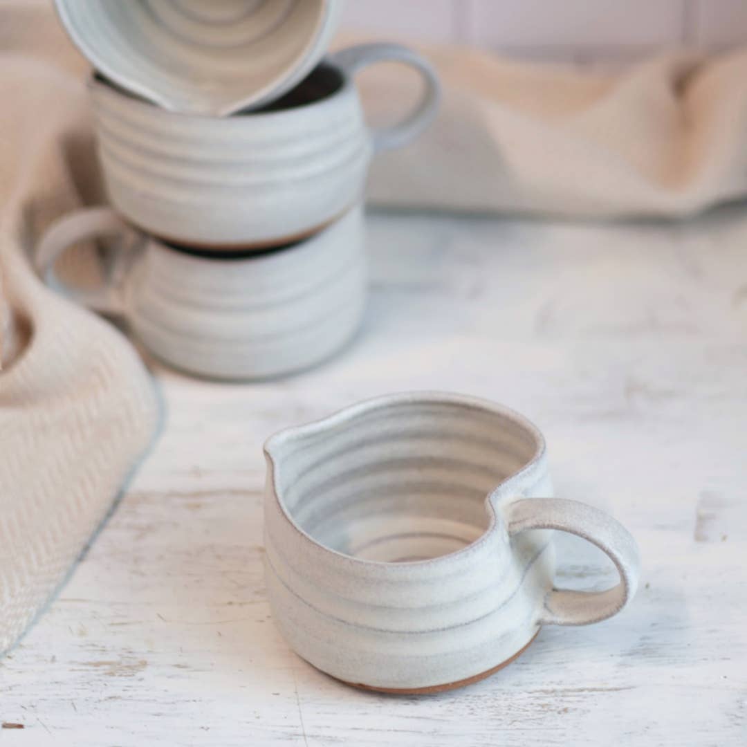 Gravesco Pottery - Wholesale Drinking Glass/Cup - Handmade Heart-Shaped Latte Mug in Cream8