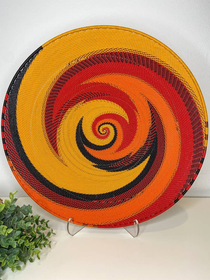 Extra Large Open V Telephone Wire Plate - African Fire for wholesale by Eve & Nico Gifts & Home Decor