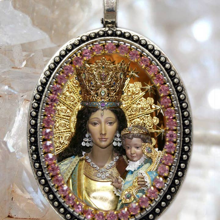 MariaSantissimaShop - Venta al por mayor Collares con colgantes/abalorios - Collar de Nuestra Señora de los Desamparados, Nuestra Señora de los Abandonados, Collar Virgen de los Desamparados Joyería Cristiana Religiosa Medalla