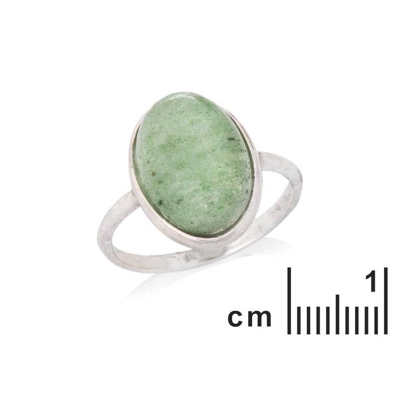 Ring with oval natural green aventurine, sterling silver for wholesale on Faire1