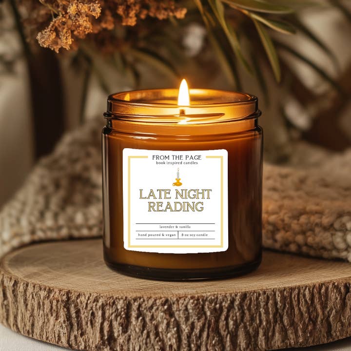 Late Night Reading | Book Inspired Soy Candle for wholesale by From the Page