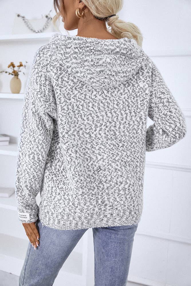 UNISHE - Vendita all'ingrosso Cardigan - Donna - Cardigan lavorato a maglia con cerniera e cappuccio con coulisse MMY12014