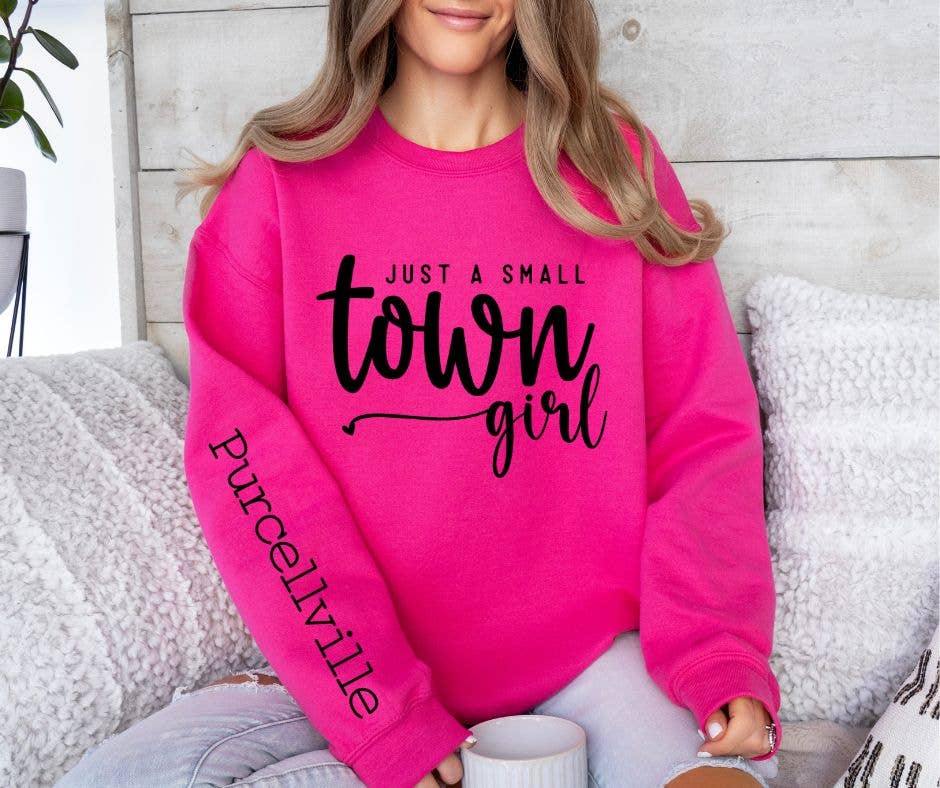Moxie Brands – wholesale Sweatshirt med tryck - Dam – Just a Small Town Girl tröja med anpassningsbar ärm2
