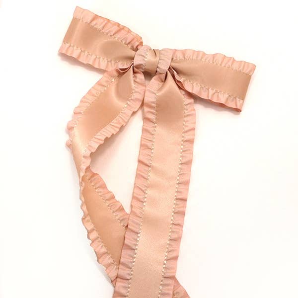JOSSLYN by wall to wall - Wholesale Hair Clip - Women's - SCALLOPED TRIM SATIN BOW RIBBON HAIR CLIPS | 40H753