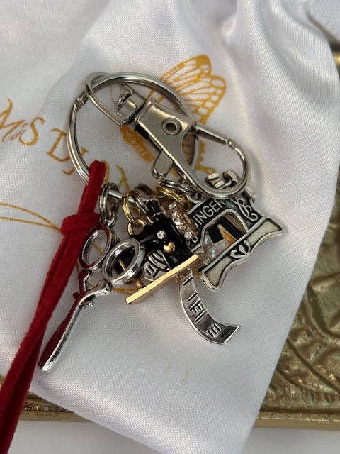 Miss DJ Angel – wholesale Keychain – Women's – Fashion designer keychain, scissors keychain, tape measure sewing machine, gift for designer, kawaii sewing charm.3