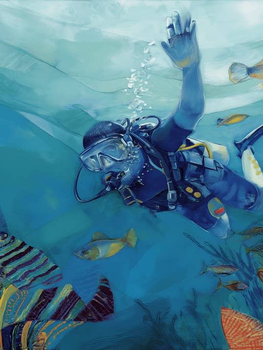 Taucherkundung 8"x10" Kunstdruck für den Großhandel von Mowbi