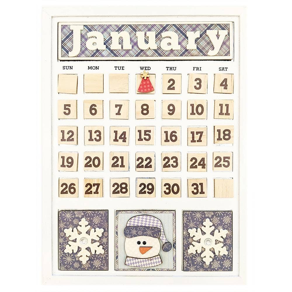 Foundations Decor – wholesale DIY craft kit – Magnetic Calendar - January - raw MDF DIY Decor1