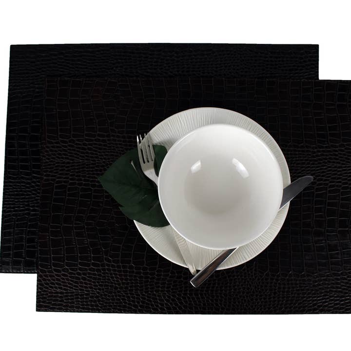 Signature Home Collection GmbH – wholesale Placemat – placemats set of 6 rectangular croco dark brown black