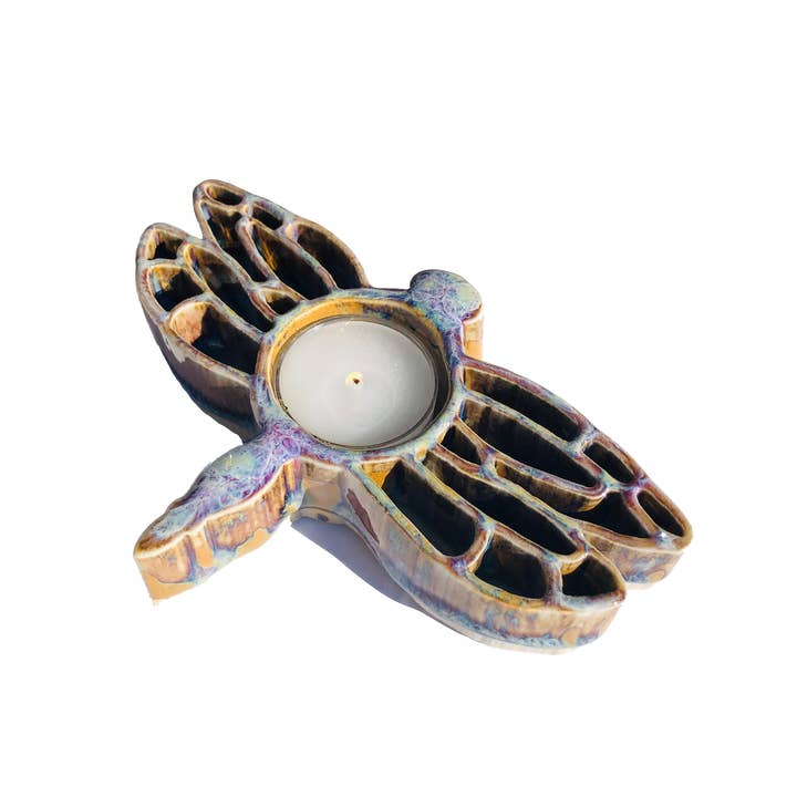 Bay Pottery - Wholesale Candle Holder - Dragonfly Tealight Holder - Stoneware Pottery2