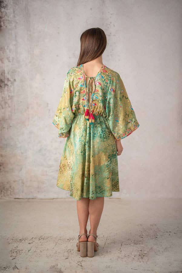 Lula Natura - Vente Robe – femme - Robe courte verte NOA avec décolleté en V3