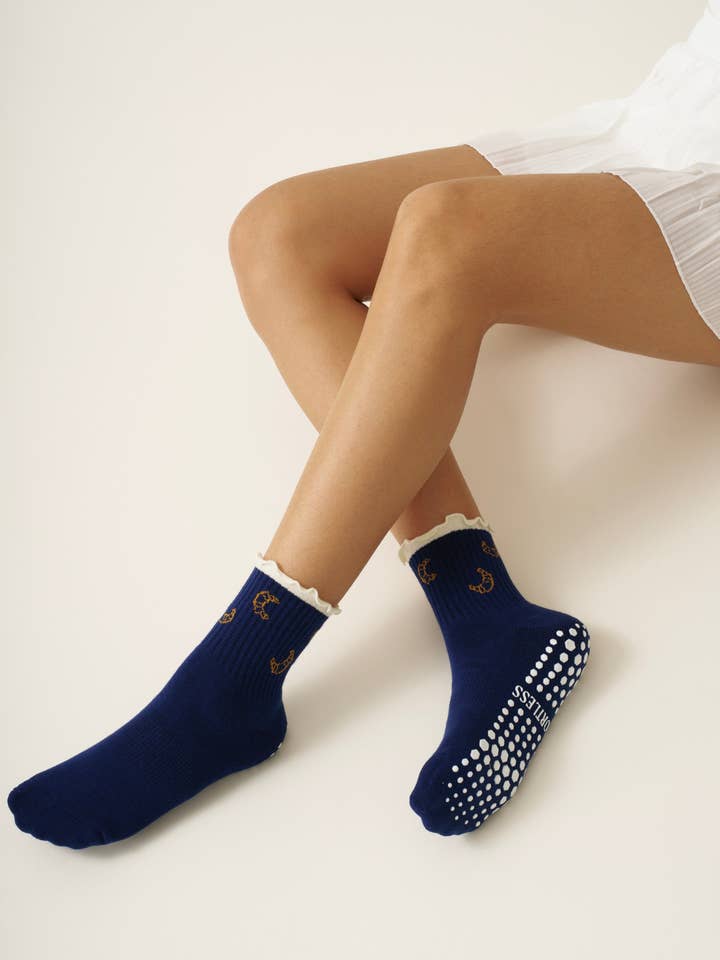 Effortless Club - Wholesale Socks - Women's - 🥐 Croissant Ruffle Grip Sock, Pilates Socks1