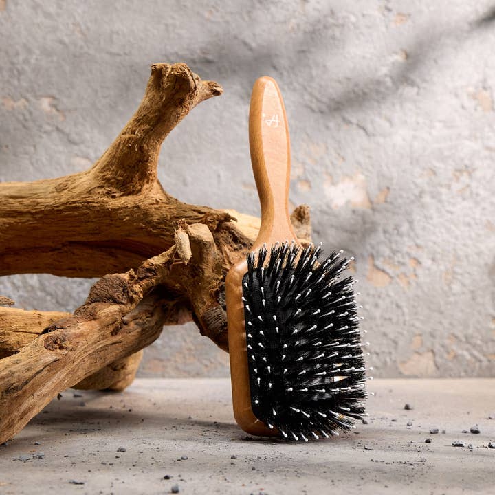 Styling hairbrush paddle small with boar bristles & pins for wholesale by Fa brushes