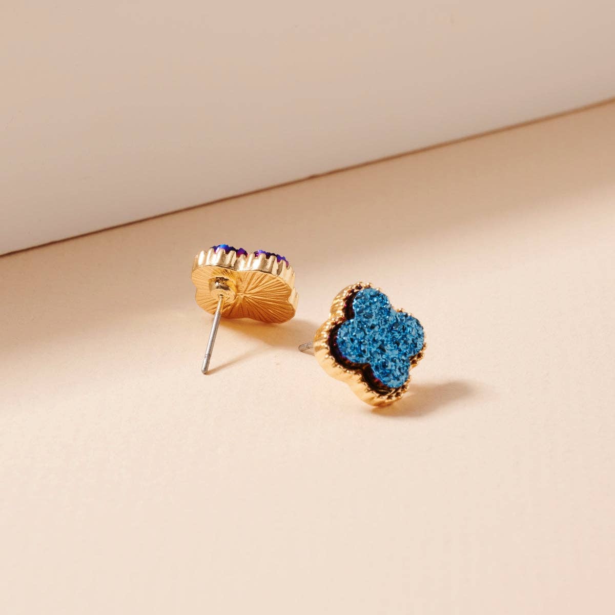 Frem - Wholesale Stud/Post Earrings - Mini Druzy Flower Stud Earrings9