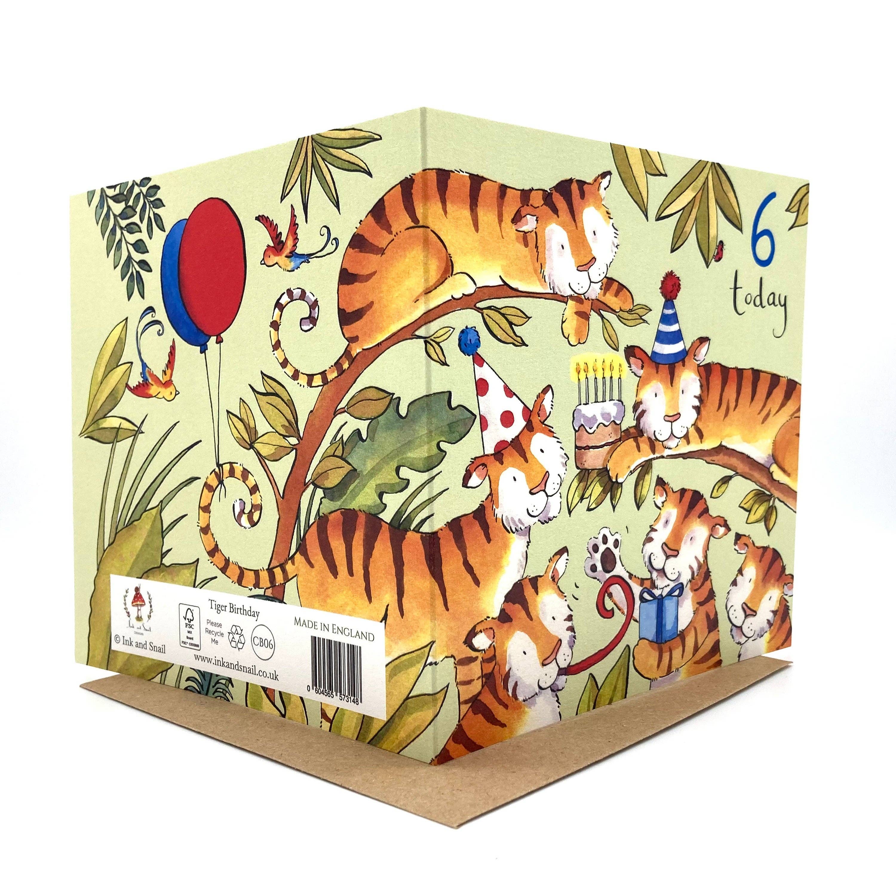 Ink and Snail Limited – Großhandel Geburtstagskarten – Karte zum 6. Geburtstag — Tiger1