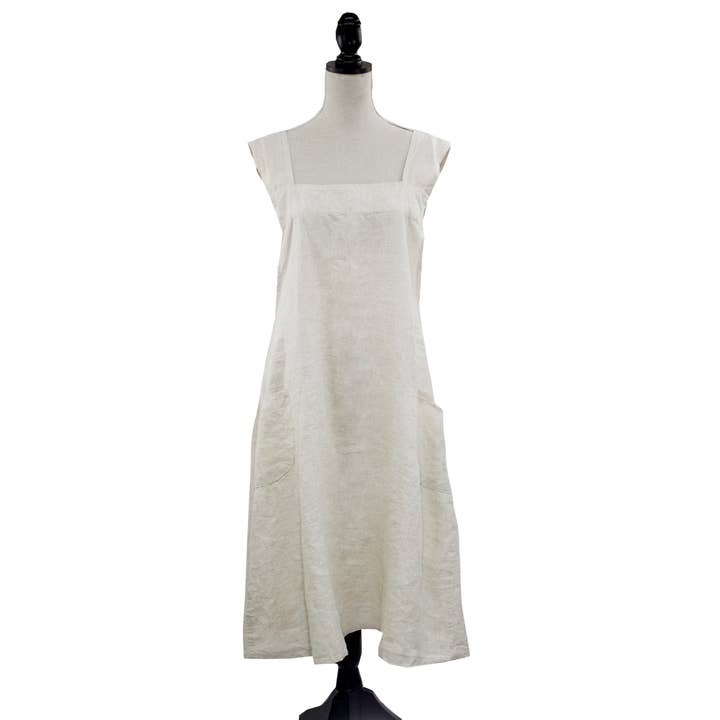 Fennco Styles - Wholesale Apron - Natural Criss Cross Back Apron Pure Linen Chef Cooking Apron