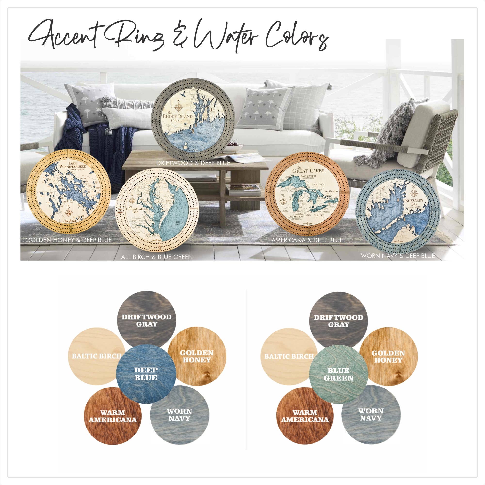 Sea & Soul Nautical Chart Art - Vente Jeux de cartes - Planche de cribbage en bois nautique personnalisée de Block Island7