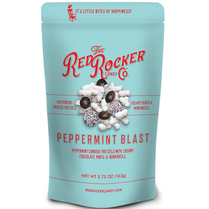 Red Rocker Candy Peppermint Blast 5.75oz Resealable Pouch for wholesale by Red Rocker Candy