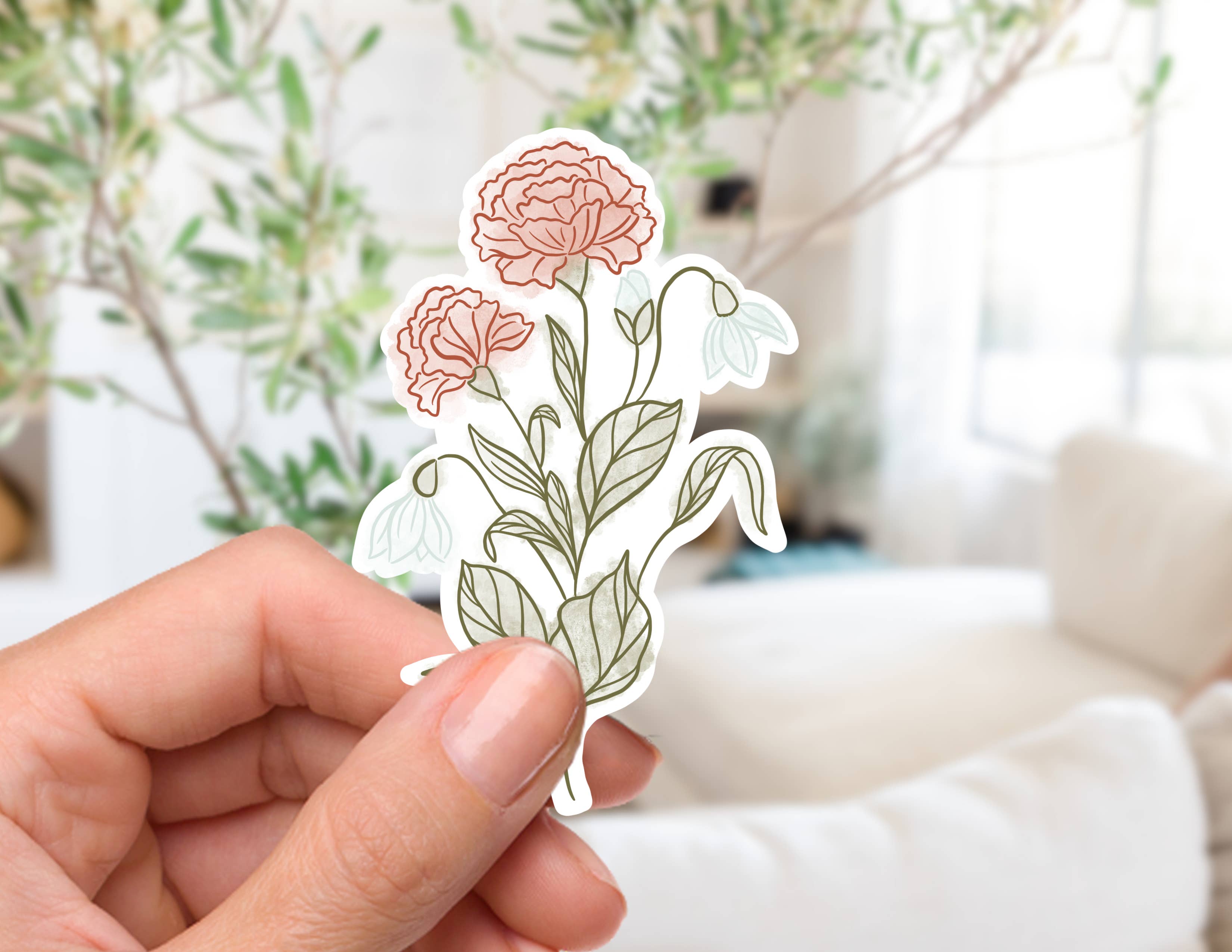 Couch McDoodles - Wholesale Sticker - January Birth Flower Sticker