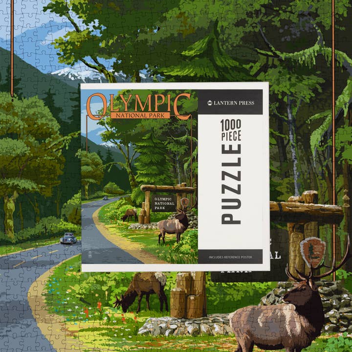 Lantern Press - Wholesale Puzzle - Adult - 1000 PIECE PUZZLE Olympic National Park, Washington Elk6