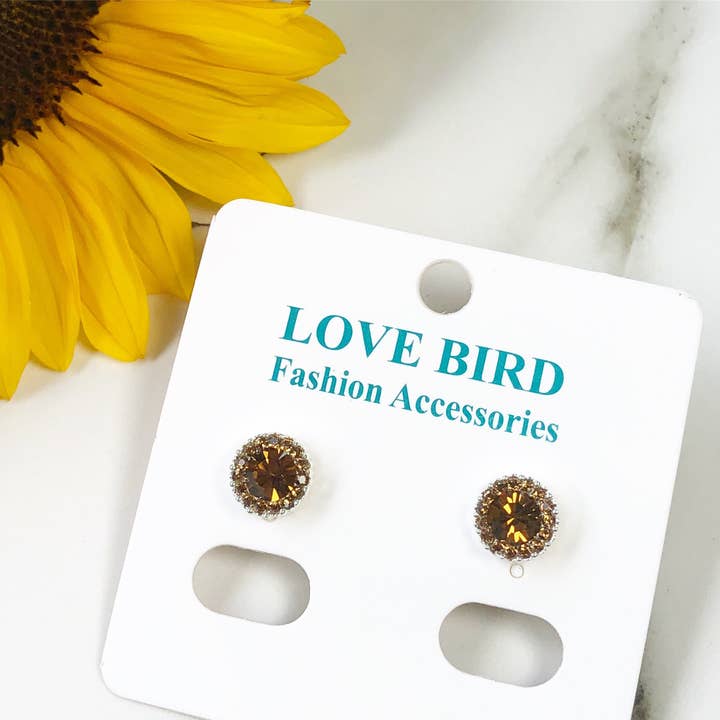 Topaz Crystal Stud Earrings for wholesale by Love Bird Fashion Accessories