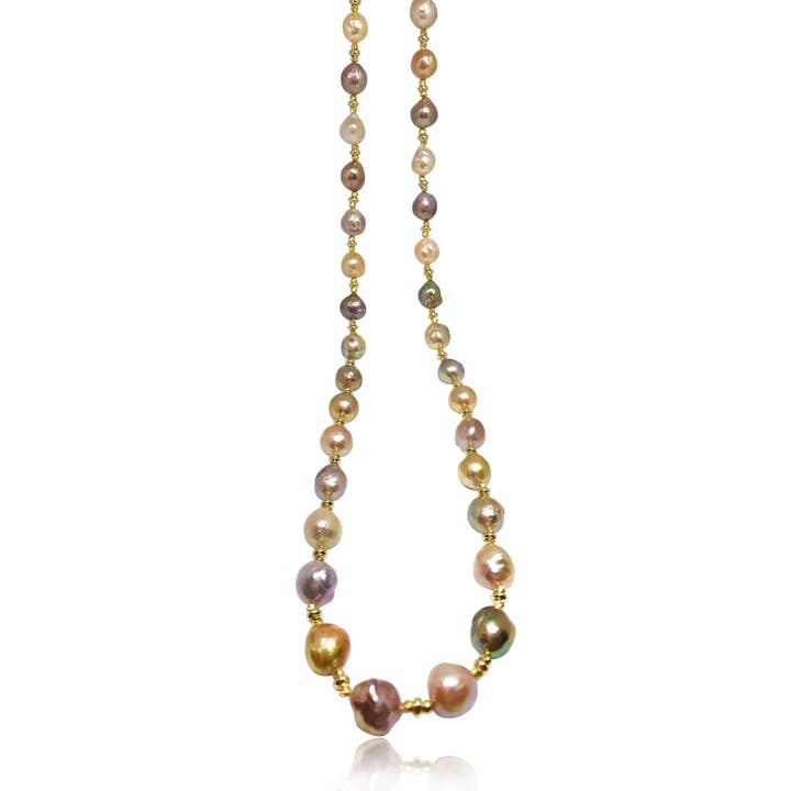 Multicolour baroque pearl long necklace for wholesale by Lustrous Jewellery