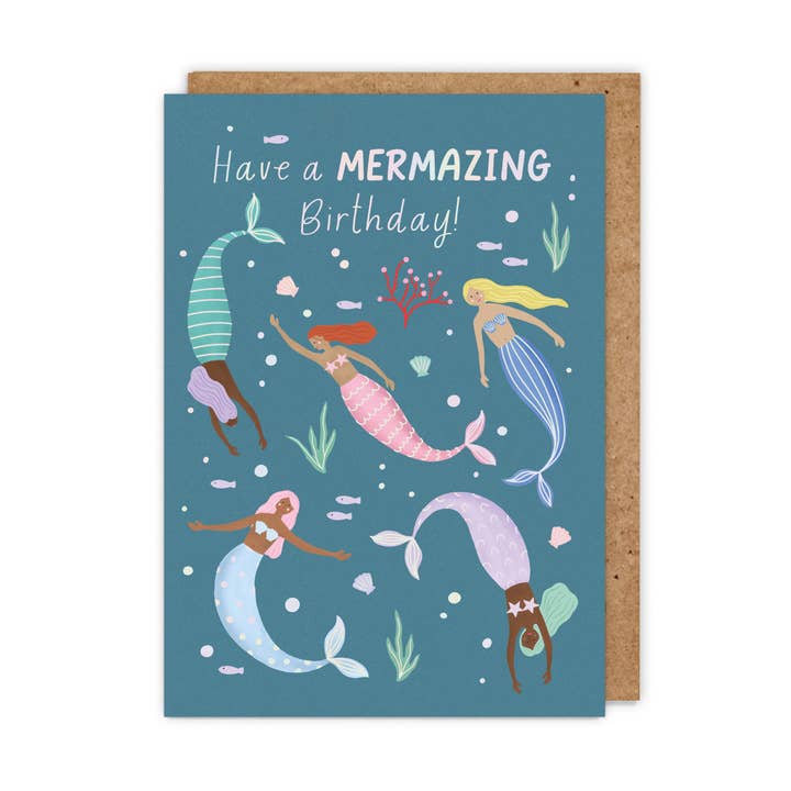 Mermazing födelsedag holografisk folie barnfödelsedagskort för wholesale av Zoe Spry