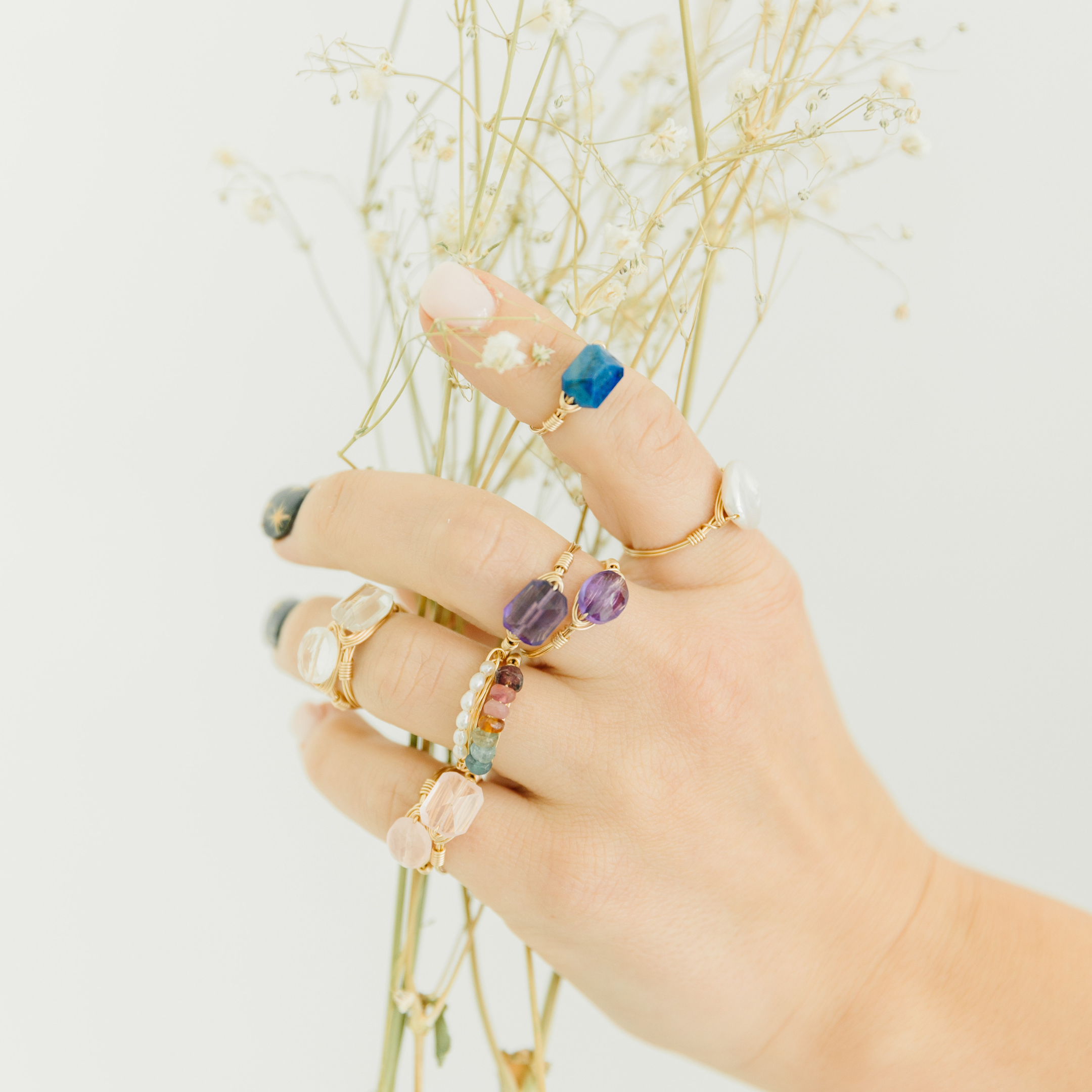 Remplissage en or 14 carats Bagues en or avec pierres précieuses assorties en vente sur Faire2