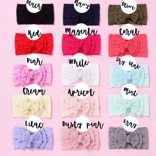Golden Dot Lane - Wholesale Fashion Headband - Baby - Double Bow Nylon Headbands