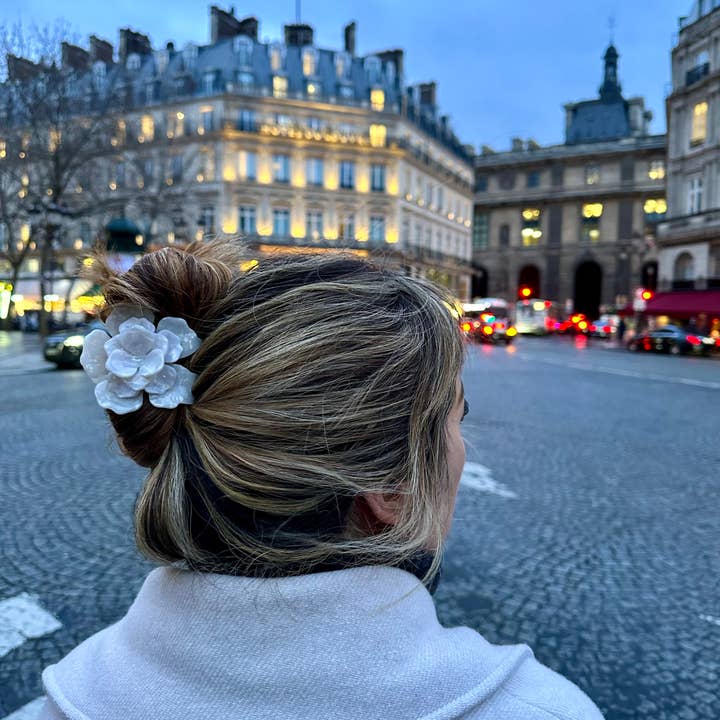 Solar Eclipse - Vente Pince à cheveux – femme - Pince à cheveux en forme de fleur de gardénia en origami faite à la main