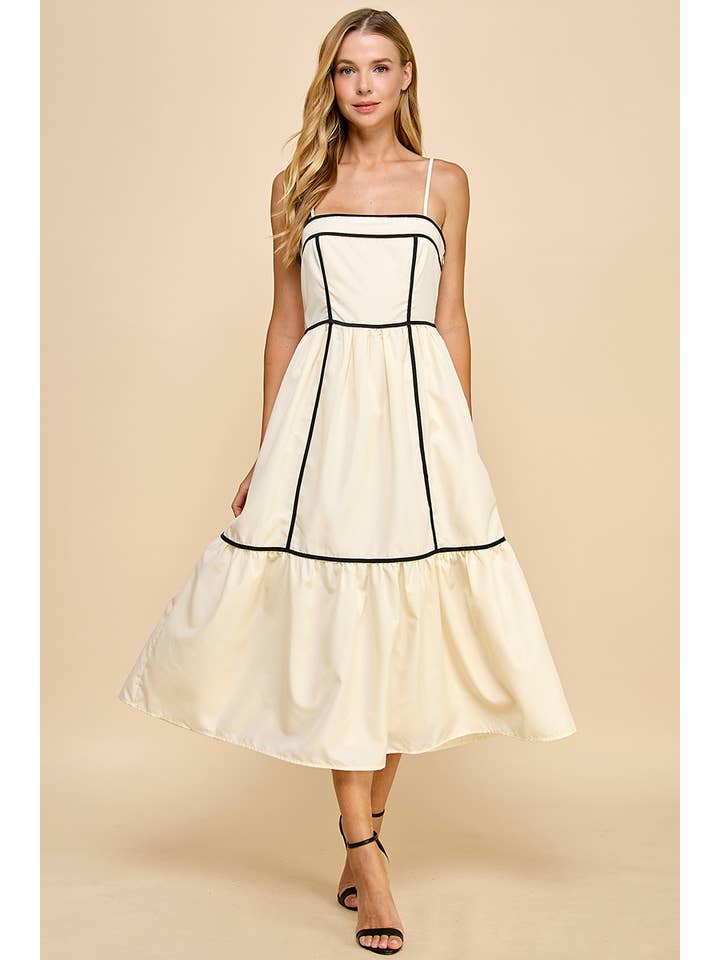 TCEC - Wholesale Dress - Women's - CD05019-Fit and Flare Spaghetti Strap Midi Dress