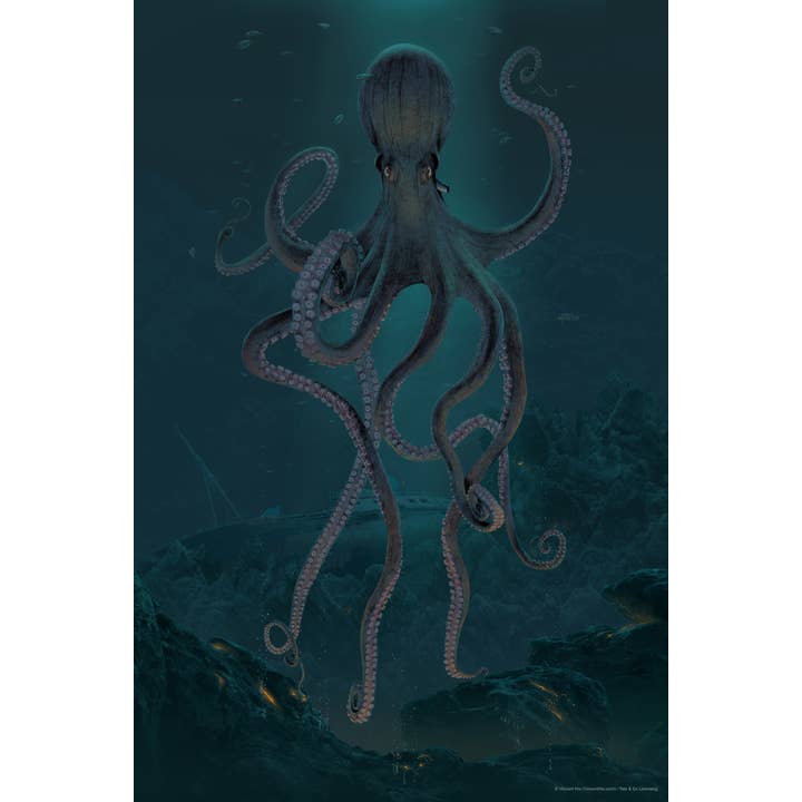 Jättebläckfisk Havsdjup av Vincent Hie Fantasy Kraken Konstaffisch Poster för wholesale av Gotham Gifts