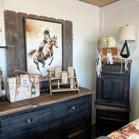 Hangout Home - Wholesale Art Print - Cowgirl Riding High - Ranch House Canvas Art - Wood Framed1