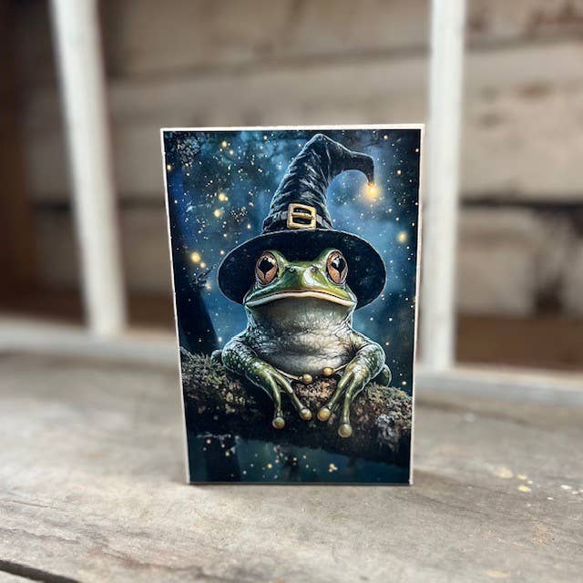 HMK484B Frog Witch Block for wholesale by JanMichaels Art & Home