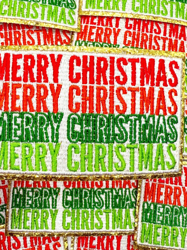 Fröhliche Weihnachten gestapelte Bügelapplikation für den Großhandel von Party With Mal