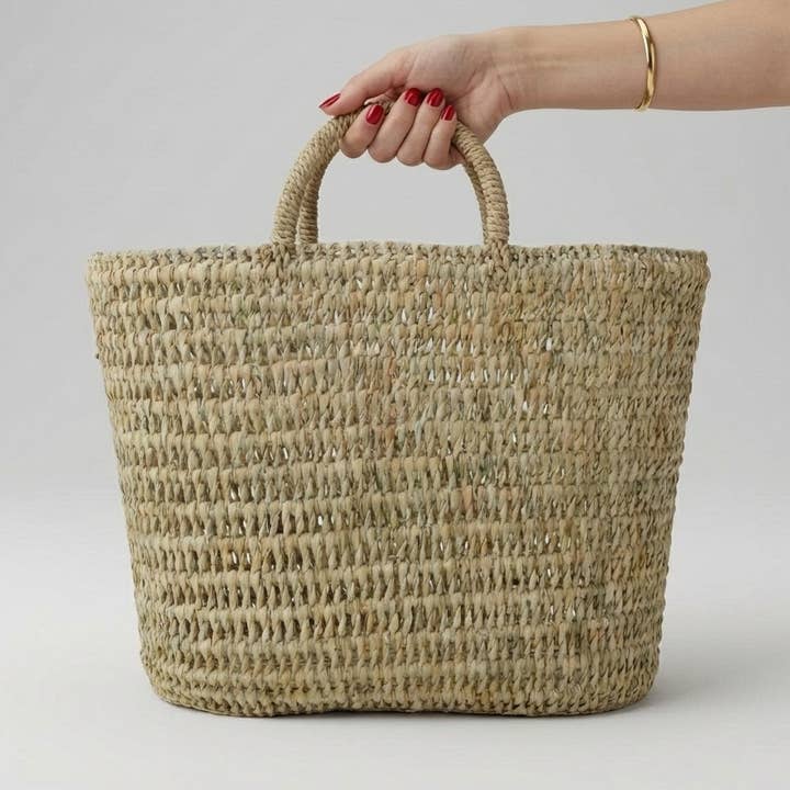 Natürlicher gewebter Strohmarkt-Korb - Boho-Strandtasche für den Großhandel von Melecraft