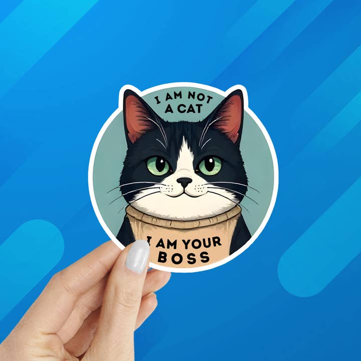I Am Not a Cat I Am Your Boss Laptop Water Bottle Sticker for wholesale by Coastal Creators of Connecticut