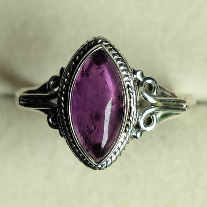Vintage Purple Amethyst 925 Sterling Silver Handmade Ring for wholesale by SILVER CAVE