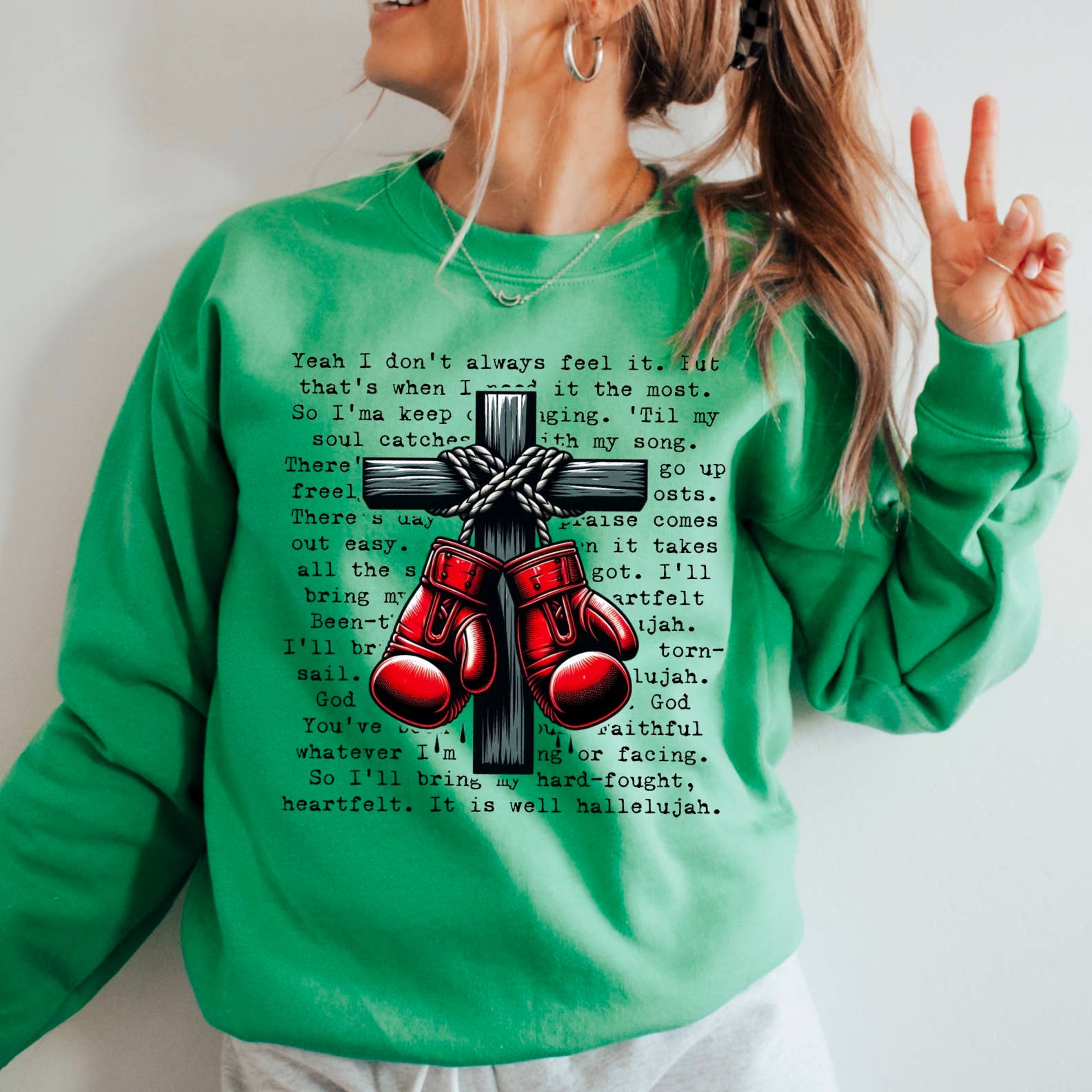 Shoppe SHC – wholesale Graphic sweatshirt – Women’s – Hard Fought Hallelujah  Screen Print Sweatshirt 5