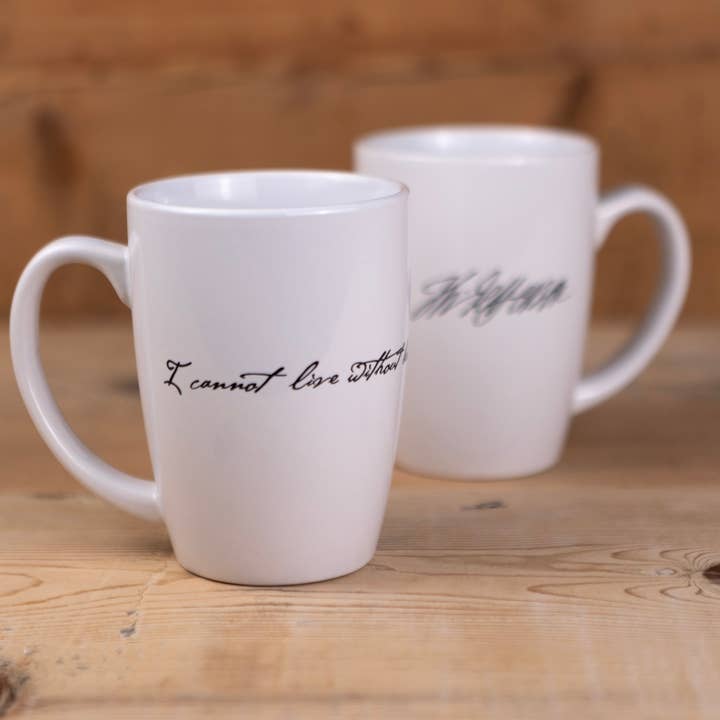 Thomas Jefferson "I Cannot Live Without Books" Mug for wholesale by Liberty & Co.