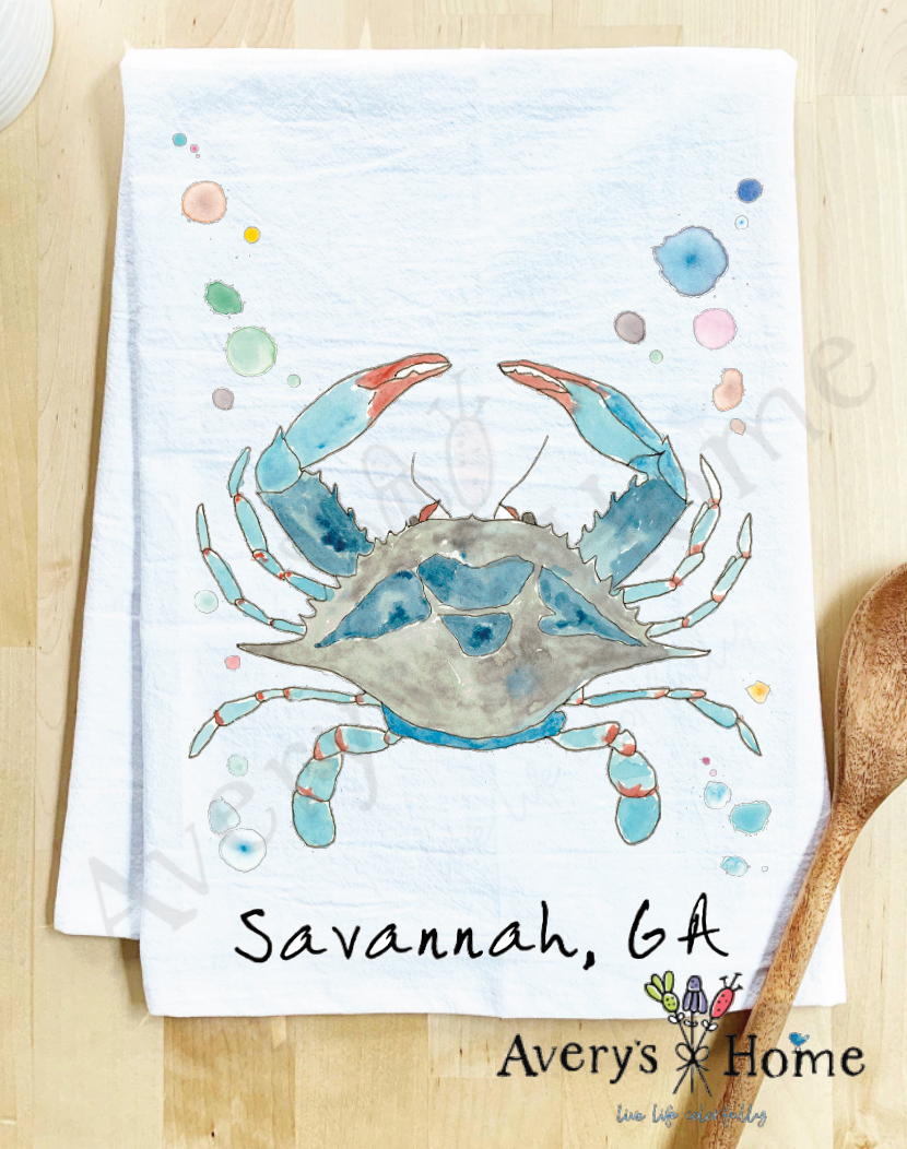 Avery's Home - Wholesale Tea Towel - Blue Crab Ocean Customizable Coastal Tea Towel55